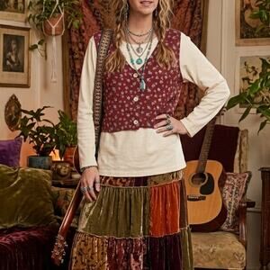 Vintage Floral Knit Vest Tunic Top Phoebe Buffay 90s Cottagecore Teacher Large